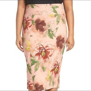Melissa McCarthy Floral Print Midi Pencil Skirt